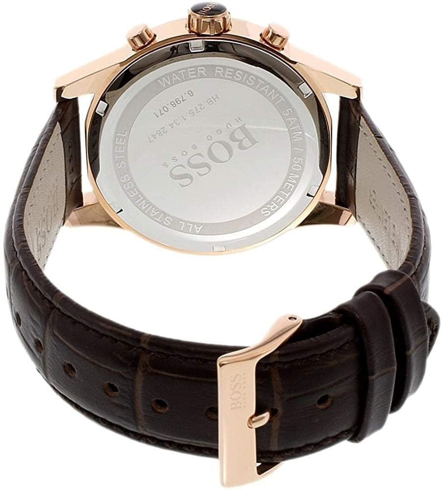 Hugo Boss Men’s Chronograph Quartz Leather Strap Grey Dial 41mm Watch 1513281