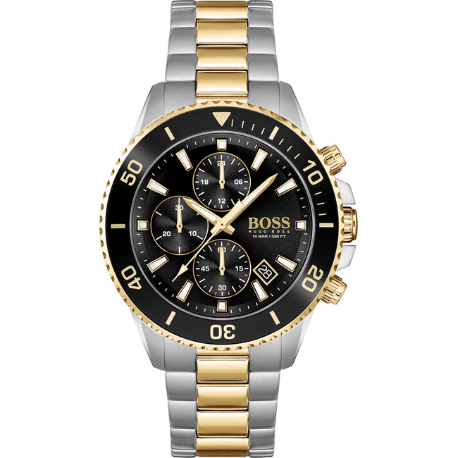 Hugo Boss Men’s Quartz Two-Tone Stainless Steel Black Dial 45mm Watch 1513908 Hover Image