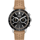 Hugo Boss Men’s Chronograph Quartz Leather Strap Black Dial 44mm Watch 1513964