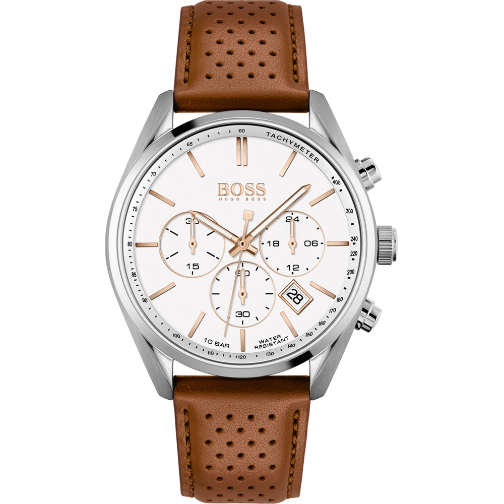 Hugo boss men's analogue quartz watch with leather strap Outlet