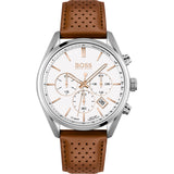 Hugo Boss Men’s Quartz Leather Strap White Dial 44mm Watch 1513879