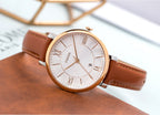 Fossil Women's Jacqueline Watch in Rose Goldtone with Light Brown Leather Strap