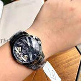 Fossil Men s Automatic Grey Stainless Steel Blue Skeleton Dial 44mm Watch ME1146