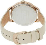 Tommy Hilfiger 1782022 Leather Round Analog Water Resistant Watch for Women - Beige