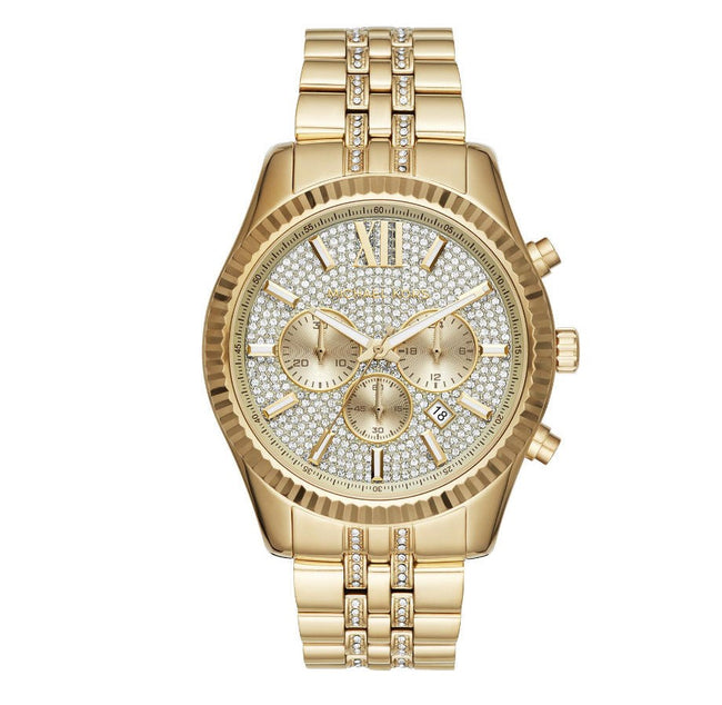 Michael Kors Men’s Stainless Steel Gold Dial 44mm Watch MK8579 Hover Image