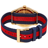 Gucci Women’s Quartz Nylon Strap Swiss Made Blue And Red Wth Embroidered Dial 38mm Watch YA1264061