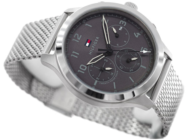 Tommy Hilfiger Men’s Quartz Silver Stainless Steel Grey Dial 45mm Watch 1791851 Main Image