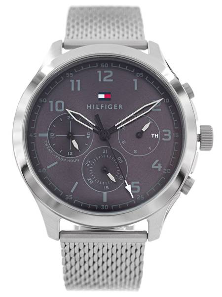 Tommy Hilfiger Men’s Quartz Silver Stainless Steel Grey Dial 45mm Watch 1791851 Hover Image