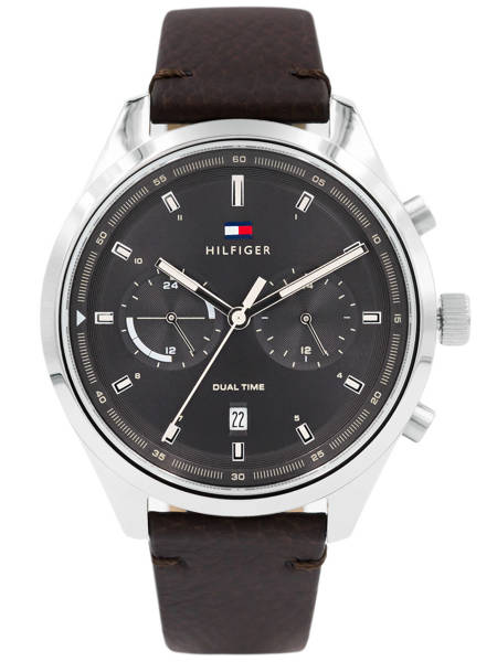 Tommy Hilfiger Men’s Quartz Leather Strap Grey Dial 44mm Watch 1791729