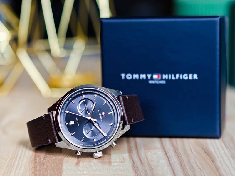 Tommy Hilfiger Men’s Quartz Leather Strap Grey Dial 44mm Watch 1791729