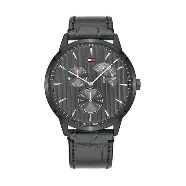 Tommy Hilfiger Men’s Quartz Leather Strap Grey Dial 44mm Watch 1710388 Hover Image