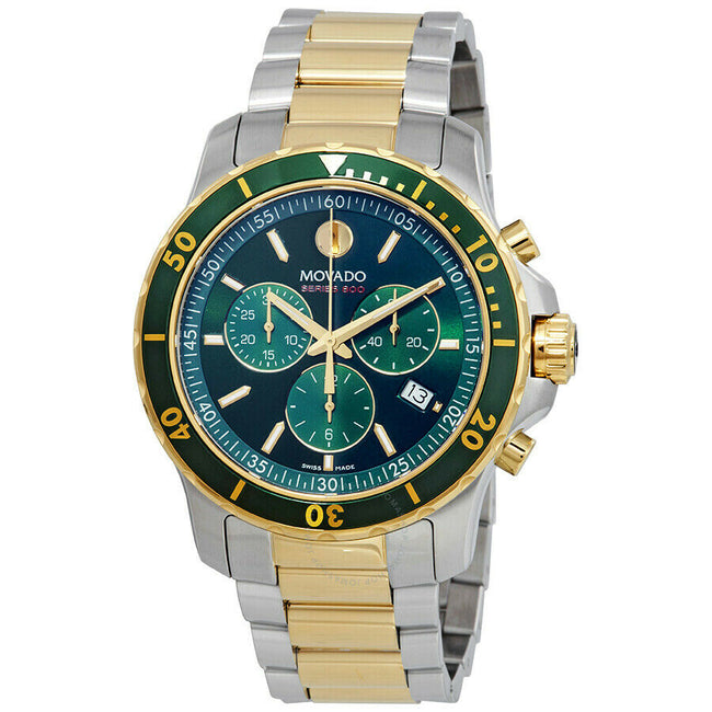 Movado 800 Chronograph Green Dial Two-Tone Men's Watch 2600148 Hover Image