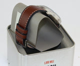 FOSSIL RETRO PILOT SILVER DIAL CHRONOGRAPH BROWN LEATHER MEN'S WATCH FS5809