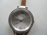 Fossil women's brown leather band.quartz,battery & water resistant watch.Es-3619