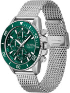 Hugo Boss Men’s Quartz Silver Stainless Steel Green Dial 46mm Watch 1513905