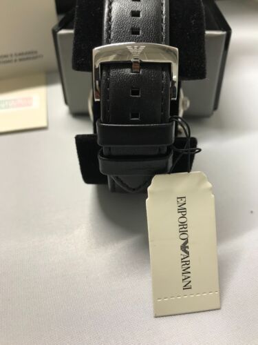 Emporio Armani Men’s Quartz Black Leather Strap Black Dial 46mm Watch AR8029