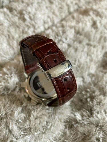 Hugo Boss Men’s Quartz Leather Strap White Dial 44mm Watch 1513263