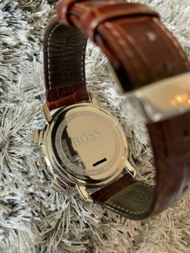 Hugo Boss Men’s Quartz Leather Strap White Dial 44mm Watch 1513263