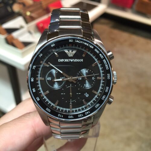 Emporio Armani Men’s Chronograph Stainless Steel Black Dial 43mm Watch AR5980