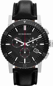 BURBERRY Black Dial Chronograph Black Leather Men's Watch BU9382