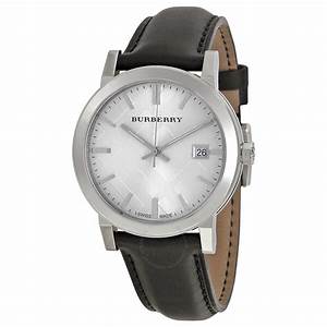 Burberry The City Silver Dial Black Leather Men's Watch BU9008