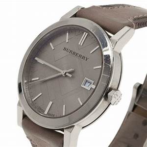 Burberry BU9021 Women's Large Check Tan Leather and Canvas Strap Cream Dial Watch