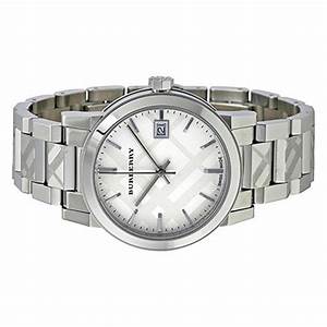 BURBERRY Silver Check Stamped Dial Stainless Steel Ladies Watch BU9144 Main Image