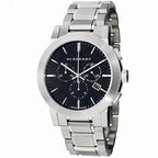 Swiss Silver Black Date Dial 42mm Men Chronograph Stainless Steel Wrist Watch The City BU9351