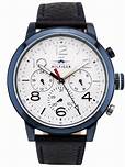 TOMMY HILFIGER Jake Multi-Function White Dial Black Leather Men's Watch 1791235