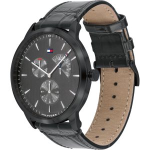 Tommy Hilfiger Men’s Quartz Leather Strap Grey Dial 44mm Watch 1710388 Main Image