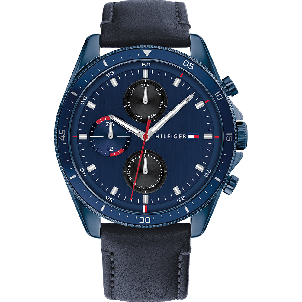 Tommy Hilfiger Men’s Quartz Blue Leather Strap Blue Dial 44mm Watch 1791839