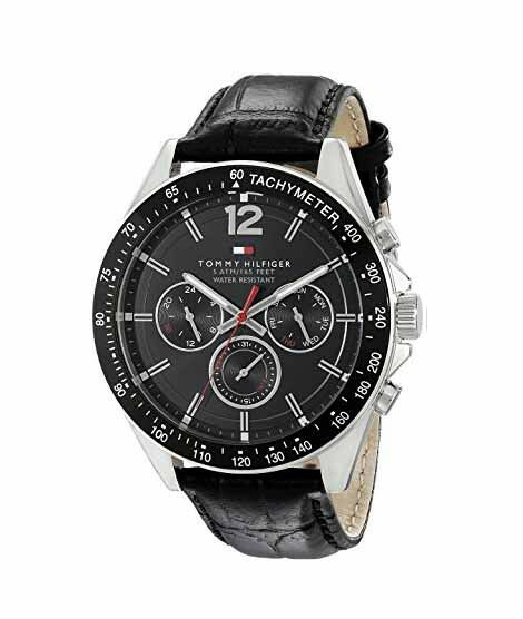 Tommy Hilfiger Men’s Quartz Leather Strap Black Dial 46mm Watch 1791117