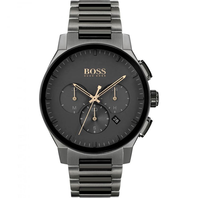 Hugo Boss Men’s Chronograph Quartz Stainless Steel Black Dial 43mm Watch 1513814 Hover Image
