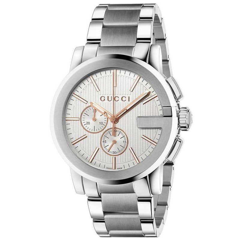 Gucci Men’s Analog Quartz Display Swiss Made Stainless Steel Silver 44mm Watch YA101201