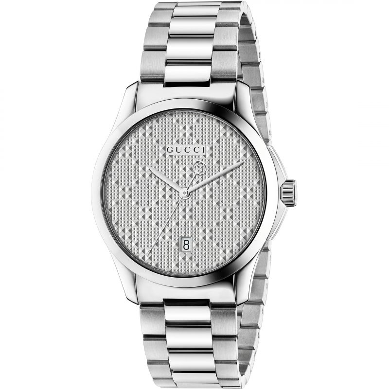 Gucci Unisex Swiss Made Quartz Stainless Steel Silver Dial 38mm Watch YA126459