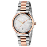 Gucci Men’s Swiss Made Quartz Stainless Steel Silver Dial 38mm Watch YA126473
