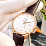 Tissot Men's T0636103603700 Analog Quartz Brown Leather Strap Silver Dial Watch