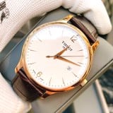 Tissot Men's T0636103603700 Analog Quartz Brown Leather Strap Silver Dial Watch